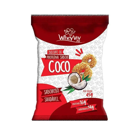 Biscoito de Proteína Sabor Coco Wheyviv 45g - MEUBRASILONLINE