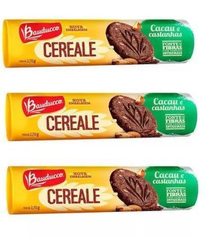 Biscoito Integral Bauducco Cereale Cacau e Castanha 3x170g - MEUBRASILONLINE