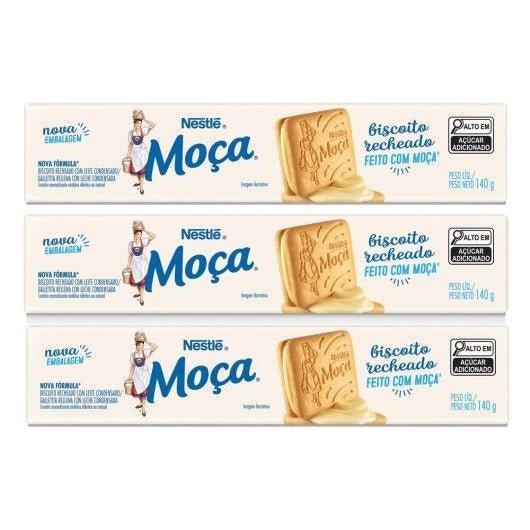 Biscoito Moça Recheio Leite Condensado NESTLÉ® 3 x 140g - Meu Brasil On Line