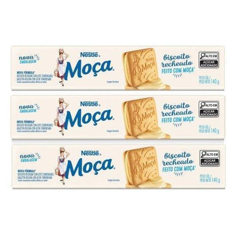 Biscoito Moça Recheio Leite Condensado NESTLÉ® 3 x 140g - MEUBRASILONLINE