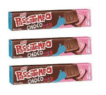 Biscoito Passatempo Chocolate Recheio Morango NESTLÉ® Chocomix 3X 130g - Meu Brasil On Line