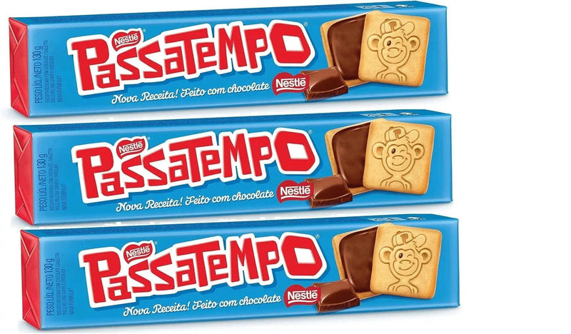 Biscoito Passatempo Recheado Chocolate 3 x 130g - Meu Brasil On Line