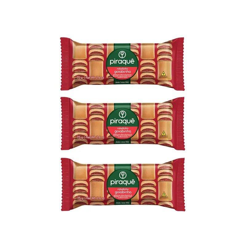 Biscoito Piraquê Roladinho De Goiaba 3 x 75g - Meu Brasil On Line