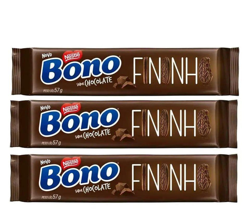 Biscoito Recheado Chocolate BONO® 3 x 90G - MEUBRASILONLINE