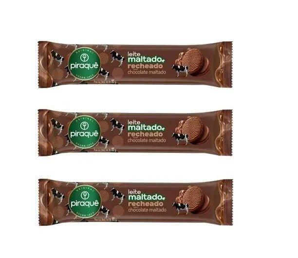 Biscoito Recheado Chocolate Piraquê 3 x 76 - MEUBRASILONLINE