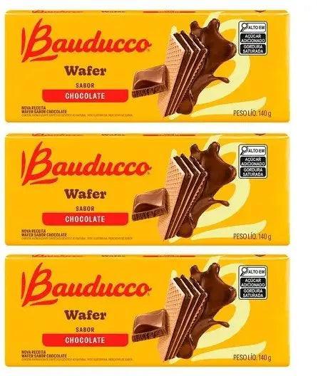 Biscoito Wafer Recheio Chocolate Bauducco 3 x 140g - Meu Brasil On Line