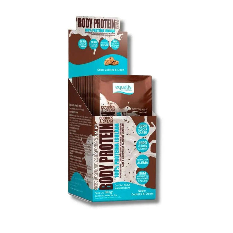 Body Protein Cookies & Cream Equaliv (10 sachês de 18g) - MEUBRASILONLINE