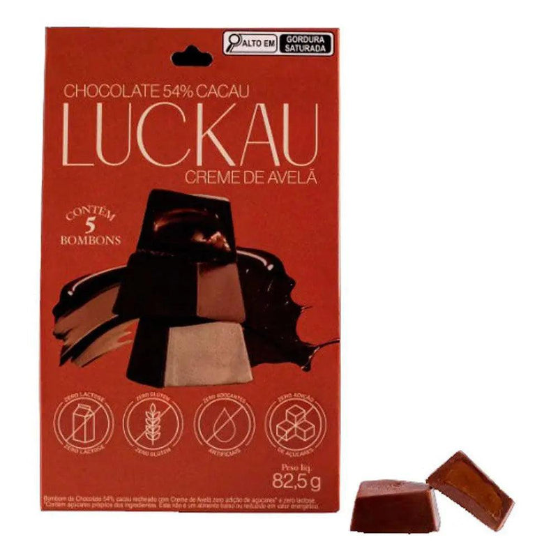 Bombom 54% Cacau Creme de Avelã Luckau Pouch 82,5g - Meu Brasil On Line