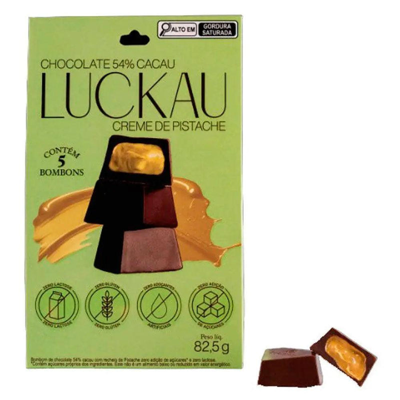 Bombom 54% Cacau Creme de Pistache Luckau Pouch 82,5g - Meu Brasil On Line