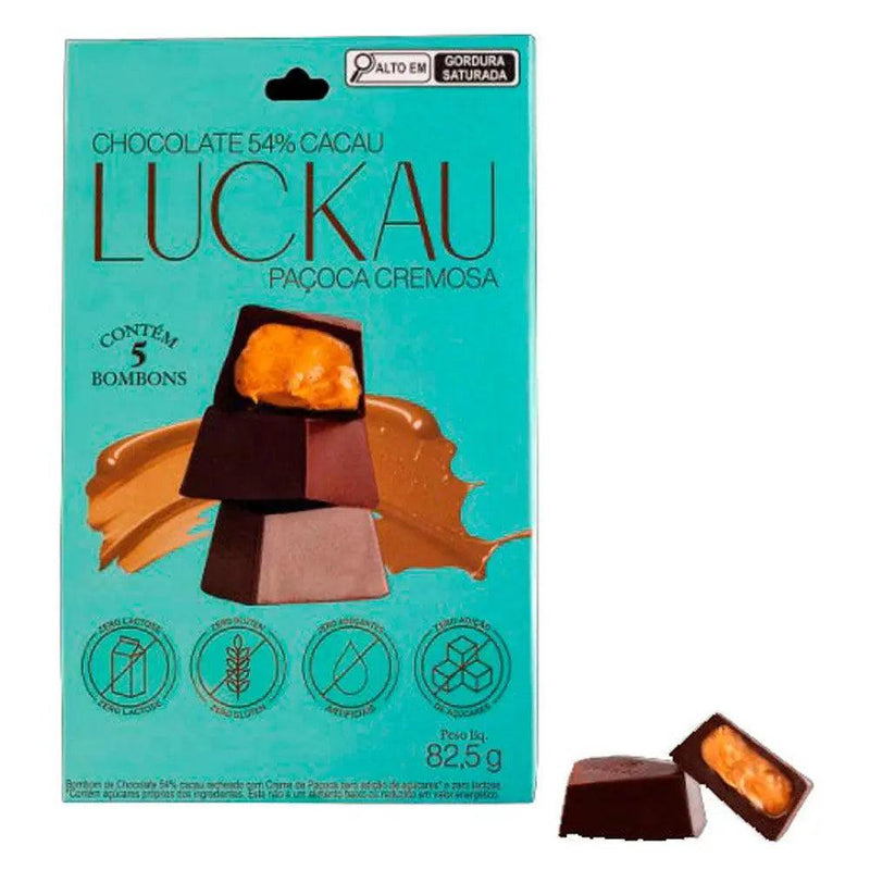 Bombom 54% Cacau Paçoca Cremosa Luckau Pouch 82,5g - Meu Brasil On Line