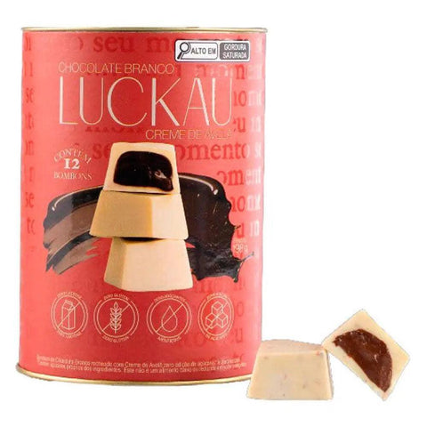 Bombom Branco Creme de Avelã Luckau Lata 198g - MEUBRASILONLINE