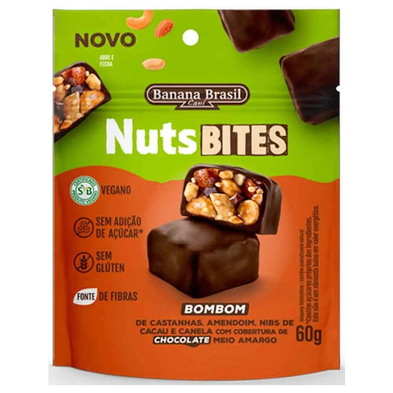 Bombom Vegano Zero Chocolate Amargo NutsBites 60g - Meu Brasil On Line