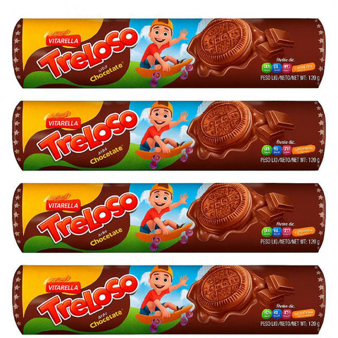 4x Treloso Chocolate Flavored Biscuit 120g Kit