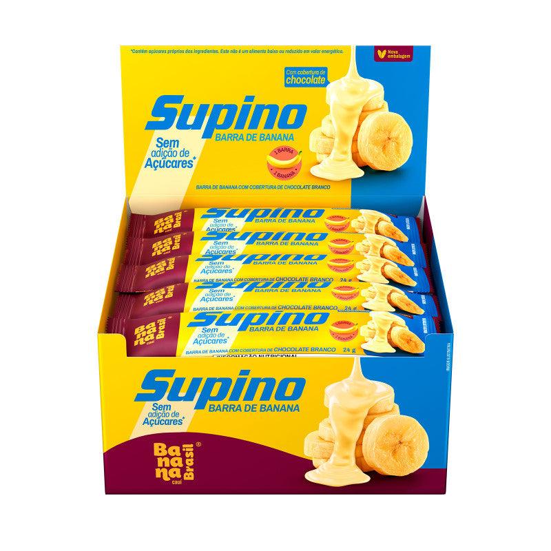 Banana Brasil Supino Zero - Banana e Chocolate Branco - Caixa com 20un de 24g