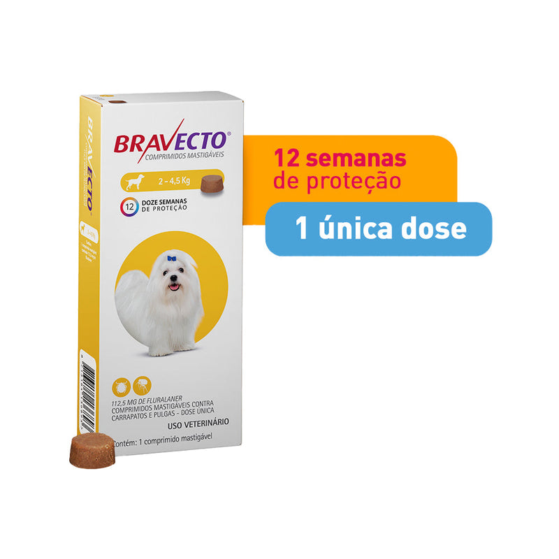 Antipulgas e Carrapatos Bravecto MSD para Cães até 4,5 kg