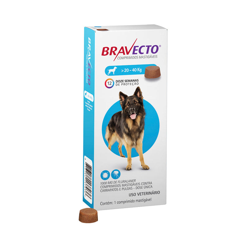 Antipulgas e Carrapatos Bravecto MSD para Cães de 20 a 40 kg