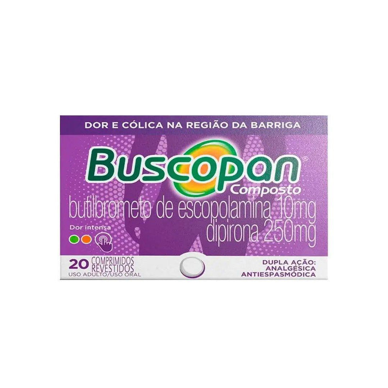 Buscopan® Composto 10Mg + 250Mg 20 Comprimidos Revestidos - Meu Brasil On Line