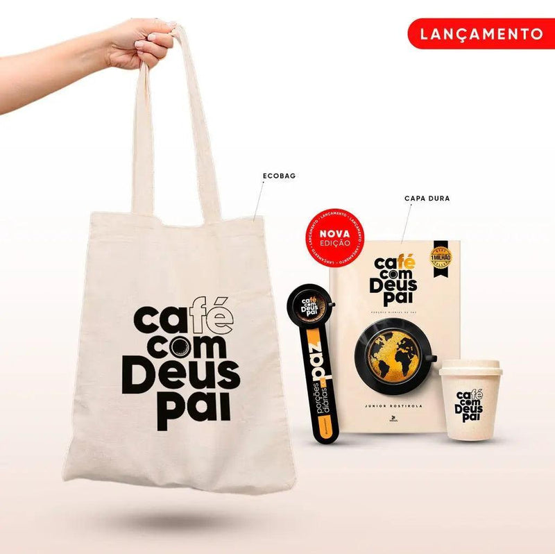 Café com Deus Pai (capa dura) + Ecobag + Presente: copo - Meu Brasil On Line