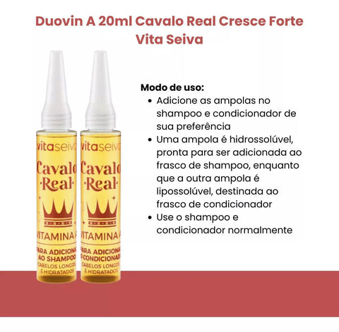Ampola Duovin A Hair Cavalo Real Cresce Forte 20ml