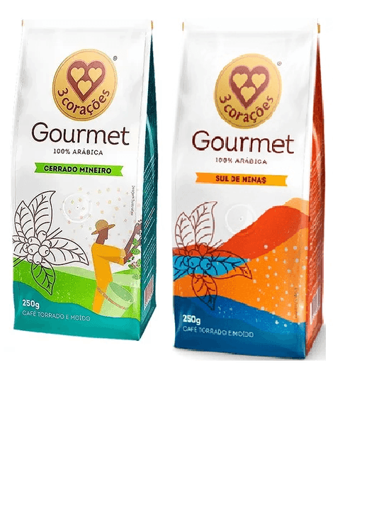 Kit café Gourmet 3 corações: Cerrado Mineiro e sul de minas 500G - MEUBRASILONLINE