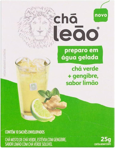 Chá Para Água Gelada De Chá Verde, Gengibre E Limão C/ 10 Sachês Leão 25g - MEUBRASILONLINE