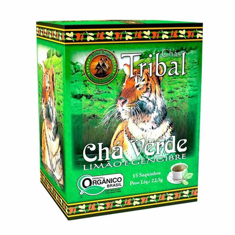 Chá Verde Orgânico com Limão e Gengibre Tribal 22,5g - MEUBRASILONLINE