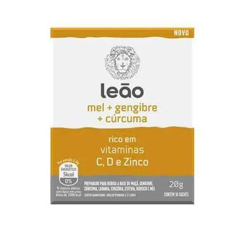 Cha Vitaminico Mel, Gengibre e Curcuma Leao 20g - MEUBRASILONLINE