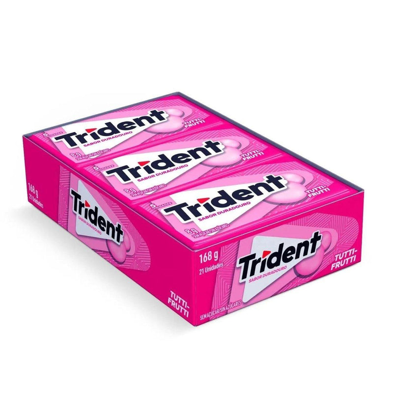 Chiclete trident sabor tutti-frutti sem açucar caixa 168G - MEUBRASILONLINE