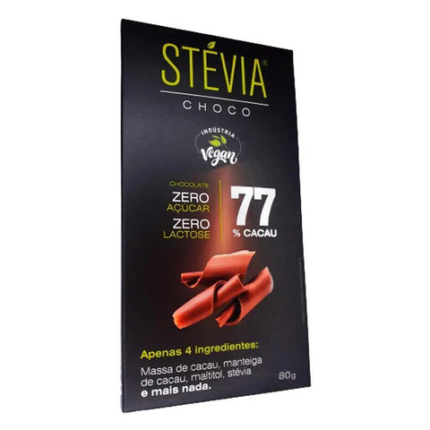 Chocolate 77% Cacau com Stévia StéviaChoco 80g - MEUBRASILONLINE