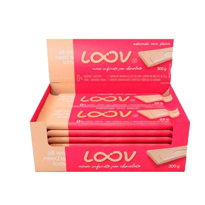 Chocolate Branco ao Leite de Coco Loov Chocolife (cx c/12 un de 25g) - MEUBRASILONLINE