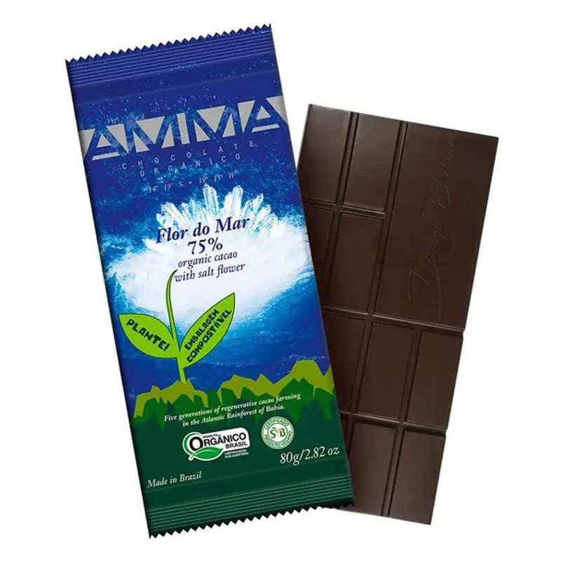 Chocolate Orgânico 75% Cacau Flor do Mar AMMA 80g - Meu Brasil On Line