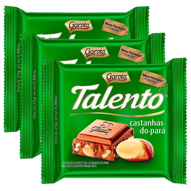 Chocolate Talento Ao Leite Com Castanha - Do - Pará Garoto 3 x 85g - Meu Brasil On Line