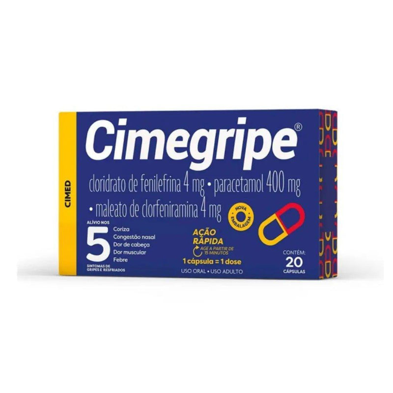 Cimegripe Paracetamol + Clorfeniramina+Fenilefrina - 20 Cápsulas - Meu Brasil On Line