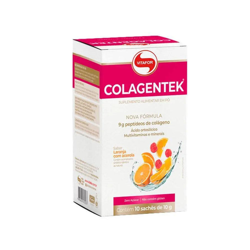 Colágeno Colagentek Sabor Laranja e Acerola Vitafor 10 Sachês 10g - MEUBRASILONLINE