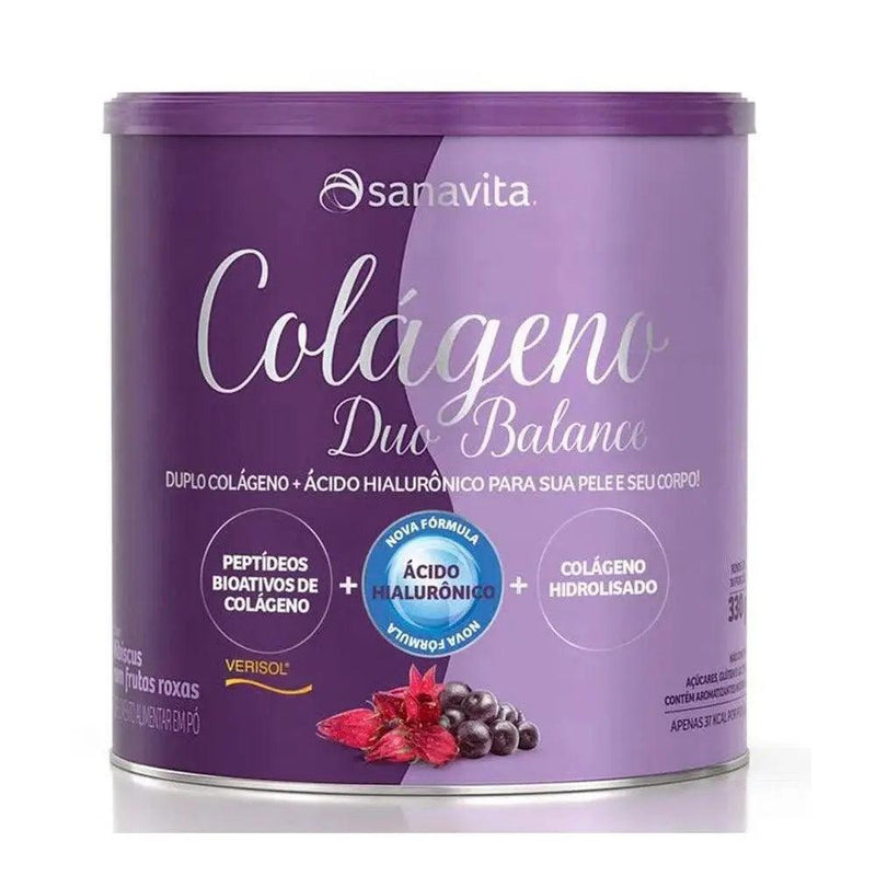 Colágeno Duo Balance Sabor Hibiscus com Frutas Roxas Sanavita 330g - Meu Brasil On Line