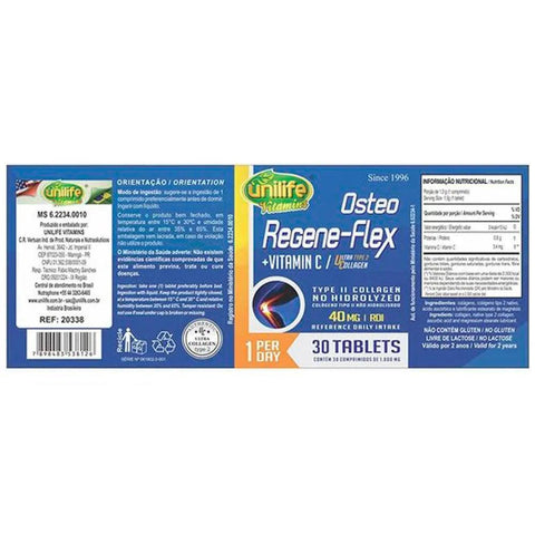 Colágeno Uc Tipo 2 Regeneflex Unilife 30 Tablets - MEUBRASILONLINE