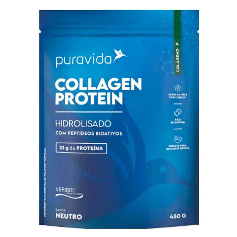 Collagen Protein Hidrolisado Puro Puravida 450g - MEUBRASILONLINE