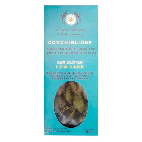 Conchiglione sem Glúten Lentilha Amarela Espinafre Ceres 200g - MEUBRASILONLINE