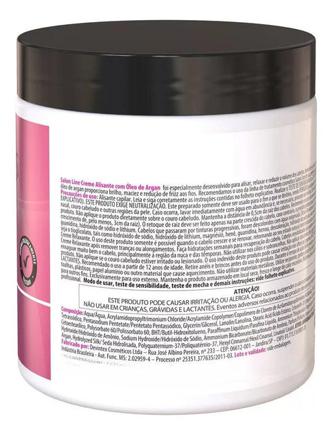 Crema Alisadora Argan Oil Fuerte Alisa Relaja Salon Line 500gr