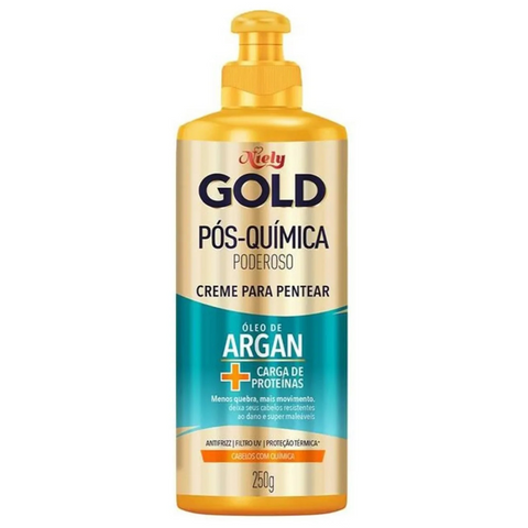 Creme Para Pentear Pós Química Óleo De Argan 280g Niely Gold
