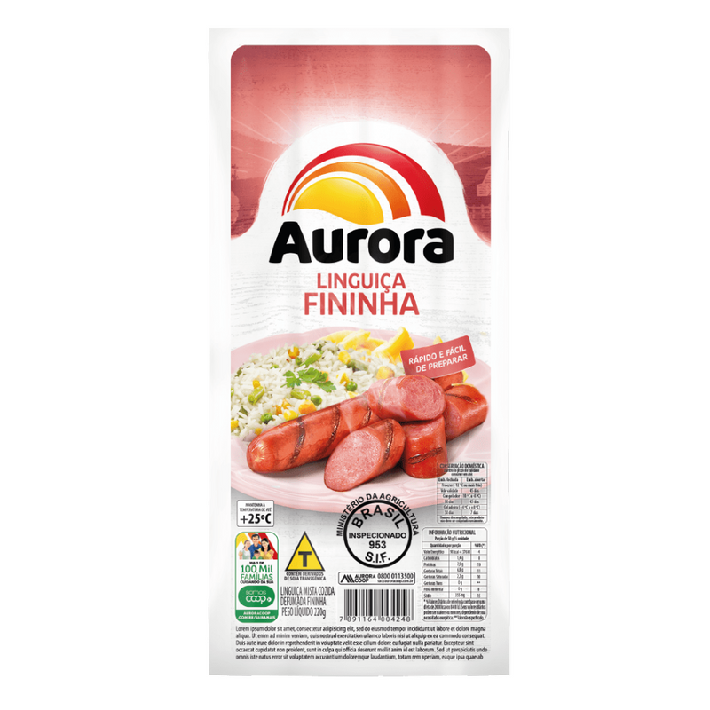 Linguiça fininha defumada Aurora 2,5kg