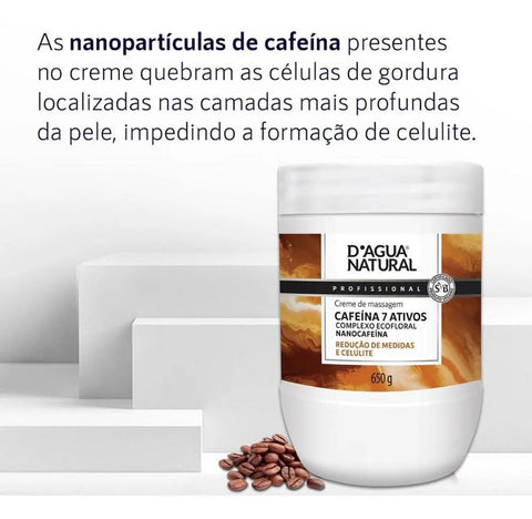 D'agua Natural Caffeine Body Cream for Massage 7 Actives 650g
