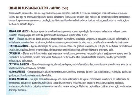 D'agua Natural Caffeine Body Cream for Massage 7 Actives 650g