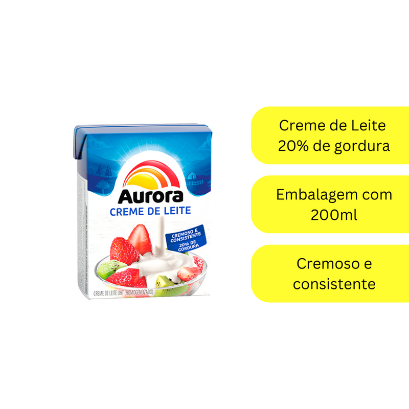 Creme de leite UHT Aurora 200ml