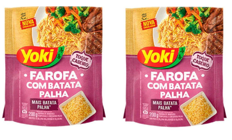 Farofa Yoki Mandioca Temperada Palha 2 x 200g - MEUBRASILONLINE