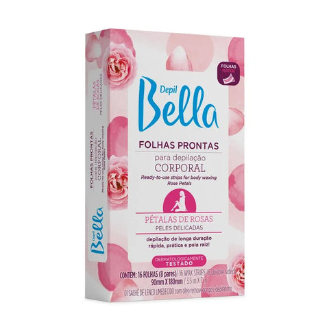 Ready-to-use body waxing strips Depil Bella Rose Petals Sensitive Skin 16 Strips 8 Pairs 52g 