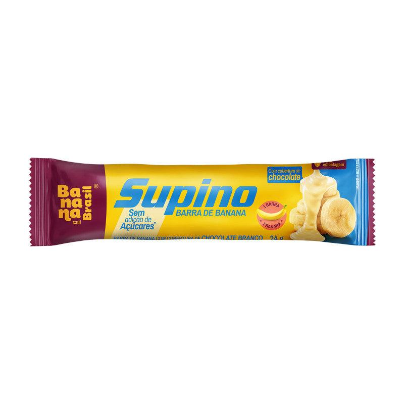 Banana Brasil Supino Zero - Banana e Chocolate Branco - Caixa com 3un de 24g