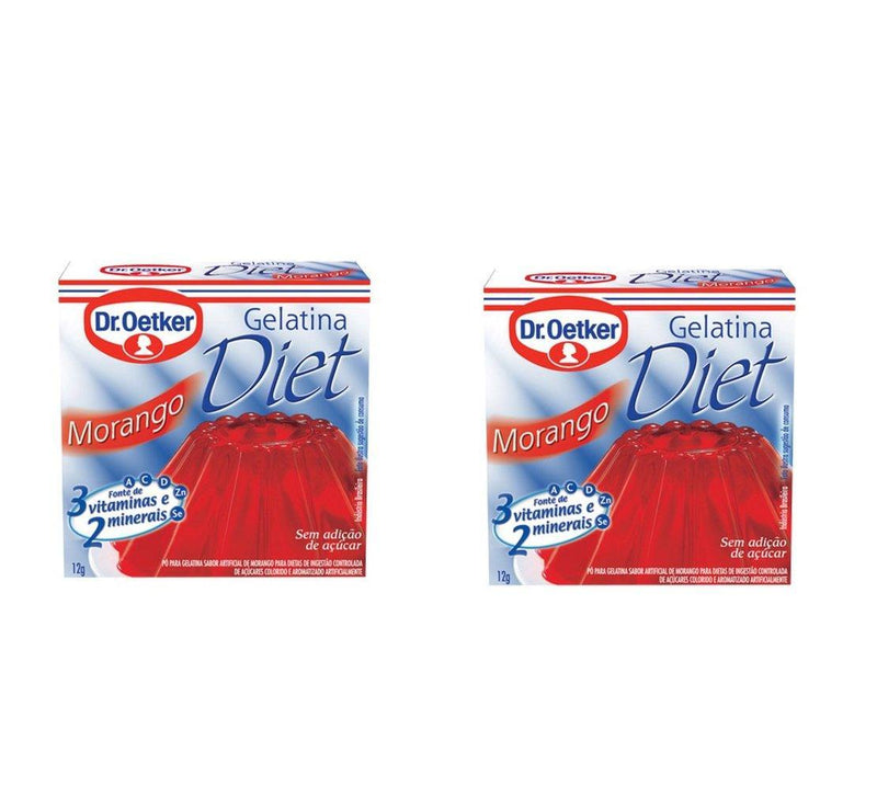 Gelatina Dr. Oetker Morango Diet 2 x 12g - MEUBRASILONLINE