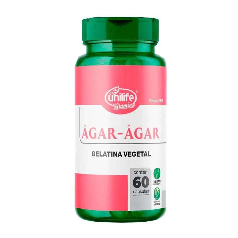 Gelatina Vegetal Agar-Agar - Unilife - 60 Cápsulas - MEUBRASILONLINE