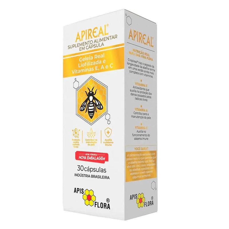 Geléia Real Natural Liofilizada Apireal Apis Flora 30 caps - MEUBRASILONLINE